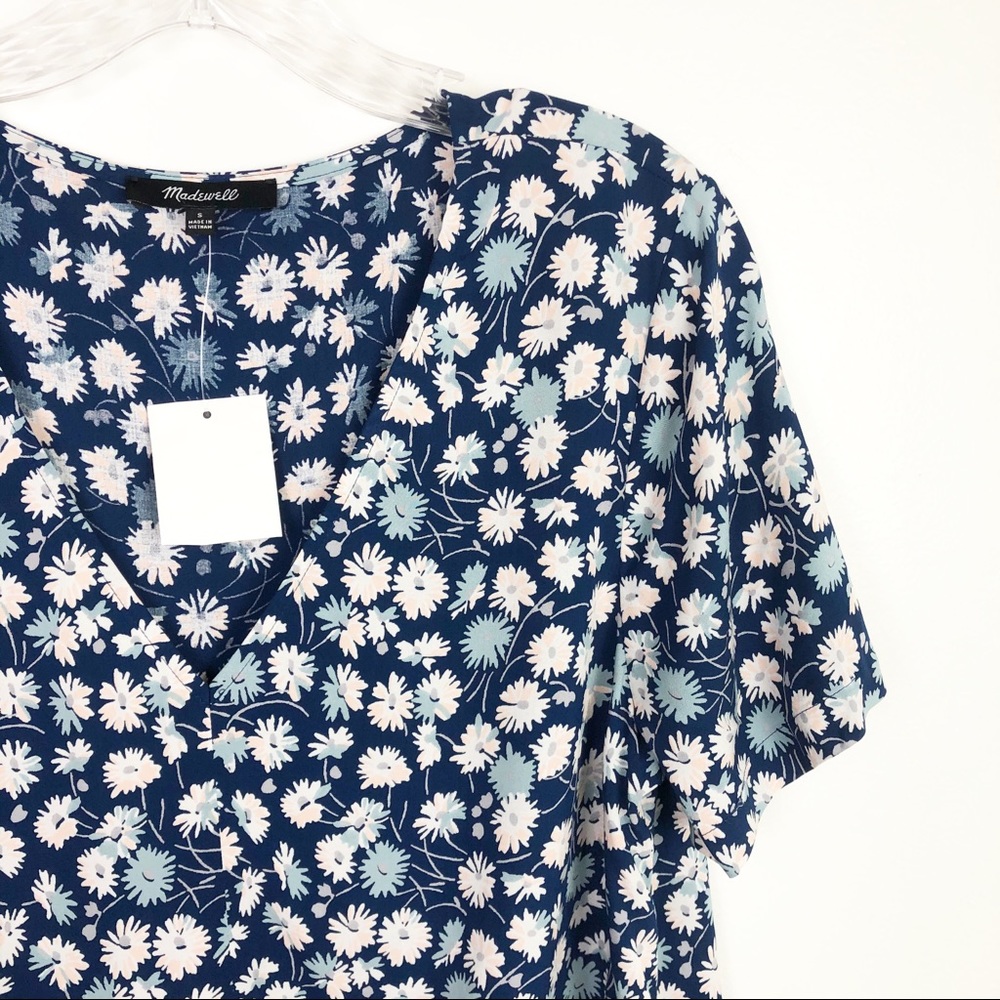 Madewell Novel Tie-Front Top in French Floral Blue - Picture 8 of 11